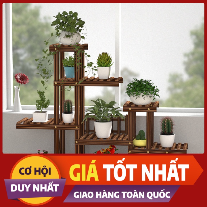 Kệ Để Cây Cảnh, Giá Gỗ Có Bánh Xe, Kệ Trang Trí Ban Công, Phòng Khách