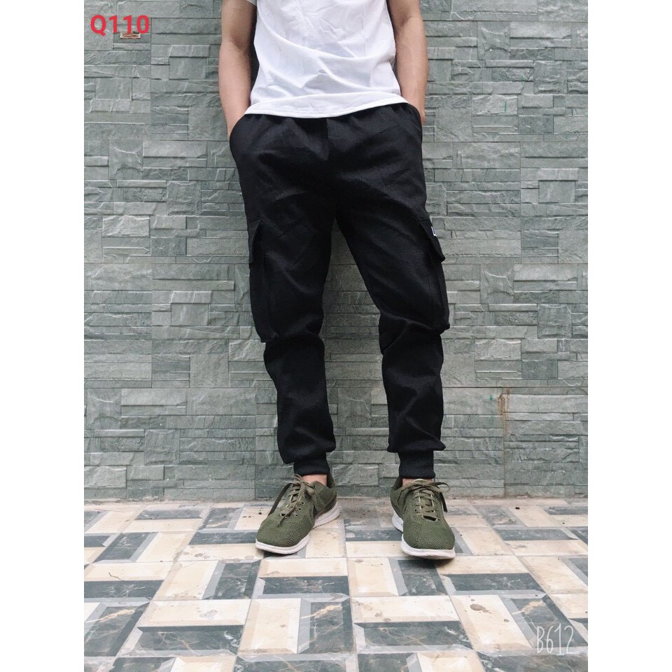 &lt; FREESHIP &gt; Quần jogger kaki túi hộp IN CHỮ co giãn mẫu mới ( 45 - 85 kg )