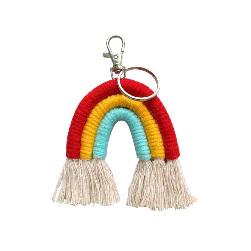 Móc Khóa Cầu Vồng Phối Núm Tua Xinh Xắn