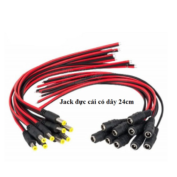 Jack nối nguồn đực cái 5.5mm có dây 24cm