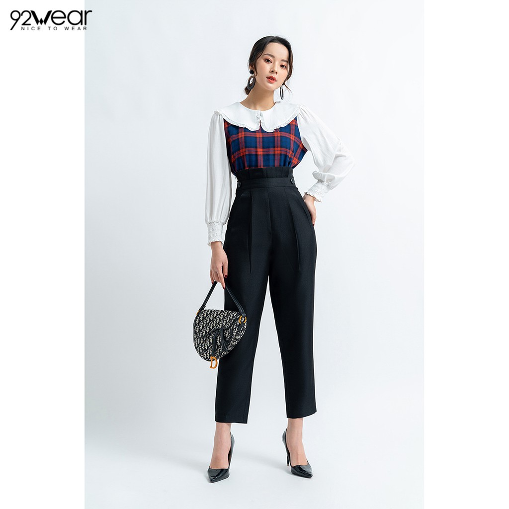 Quần baggy nữ cạp cao gấp ly QAW0680 - 92WEAR