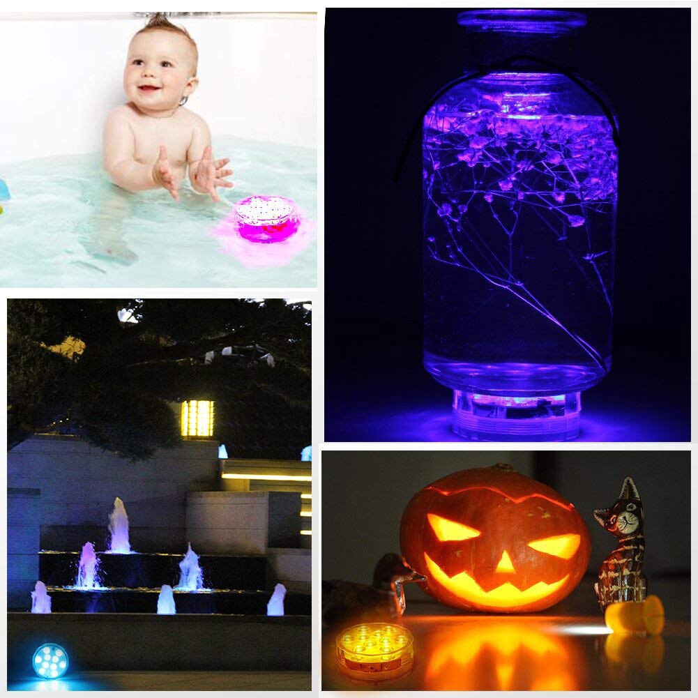 Waterproof IP68 Underwater Light 10 LED Remote Control RGB Diving Light Garden Party Decoration