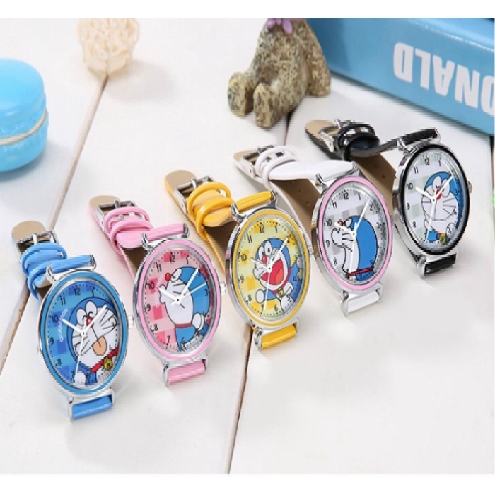 Đồng Hồ Điện Tử Dây Da Hình Doraemon Dễ Thương Cho Bé