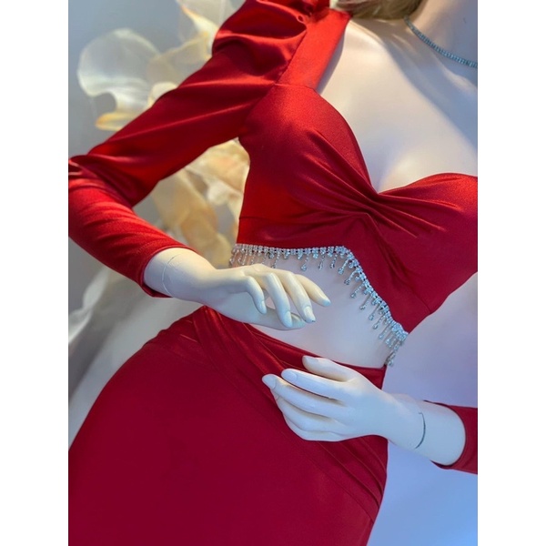 MS1265Y SET ÁO ĐẦM HỞ BỤNG SEXY ĐÍNH DÂY Đ_Á