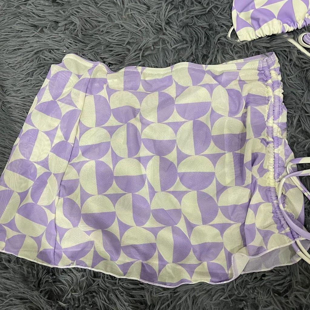 [BKN1284] &lt;ÂU&gt; SET BIKINI 3 MÓN TÍM KÈM CHÂN VÁY