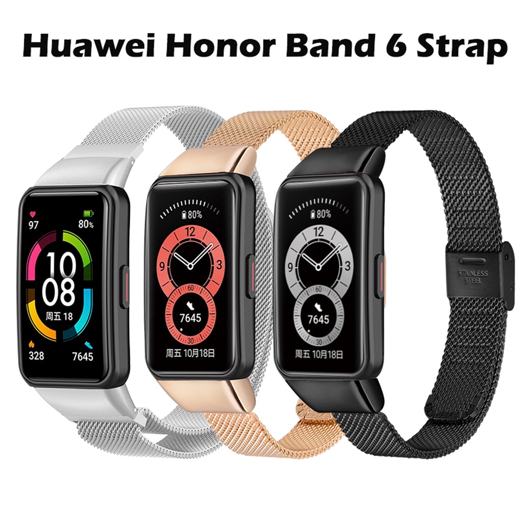 Dây Đeo Inox Cho Đồng Hồ Thông Minh Huawei Band 7 / 6 Honor Band 6