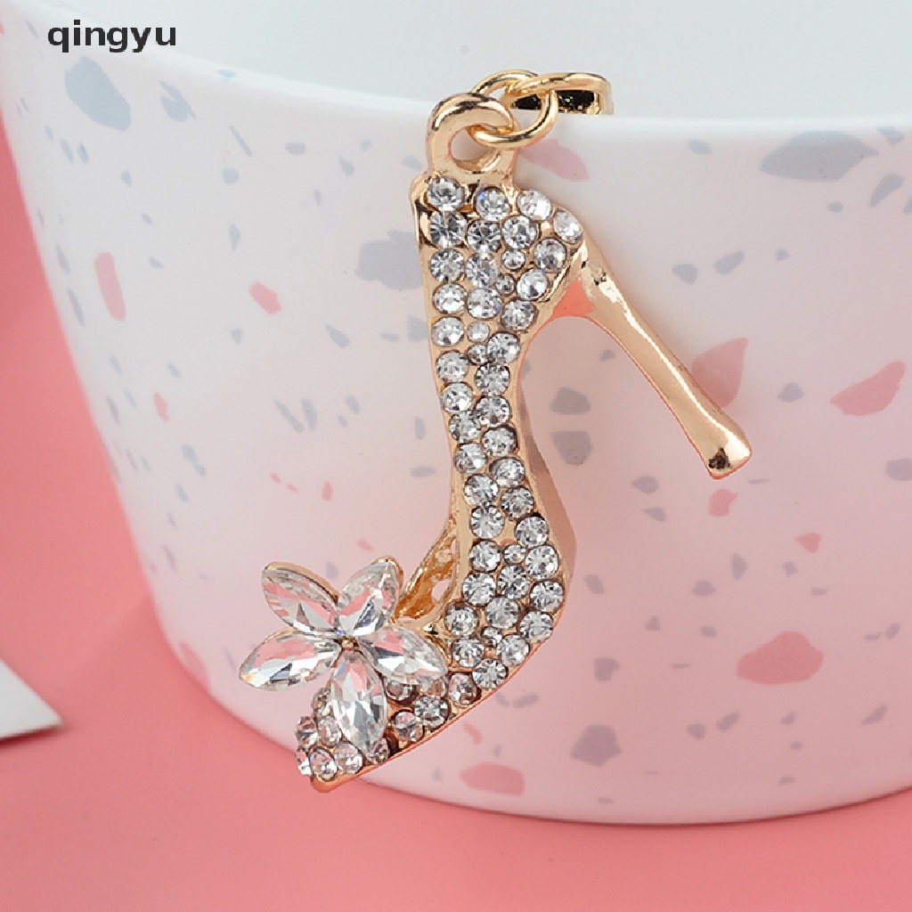 Qingyu Móc Khóa Hợp Kim Hình Giày Cao Gót Đính Pha Lê Xinh Xắn