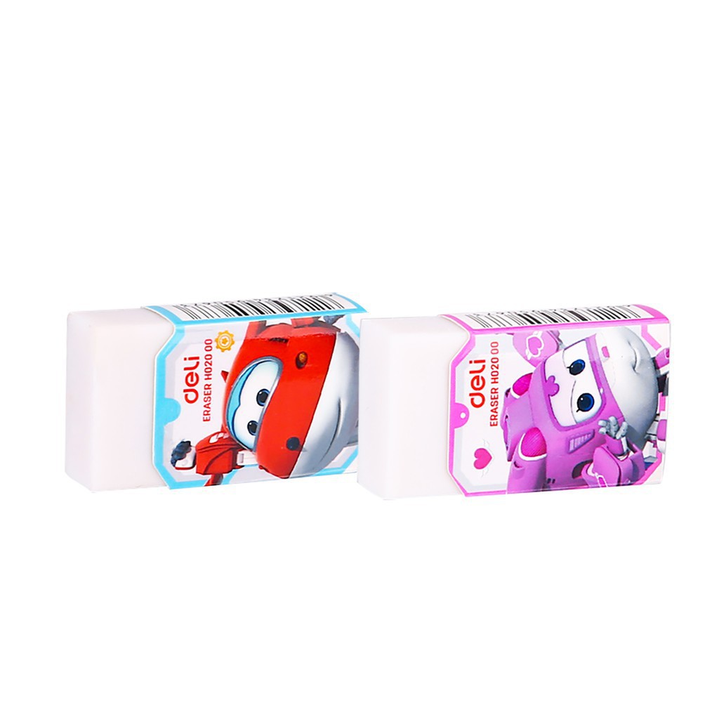 Gôm Tẩy Deli - Super Wings - Đỏ/Hồng - Combo 3 chiếc màu ngẫu nhiên - EH02000