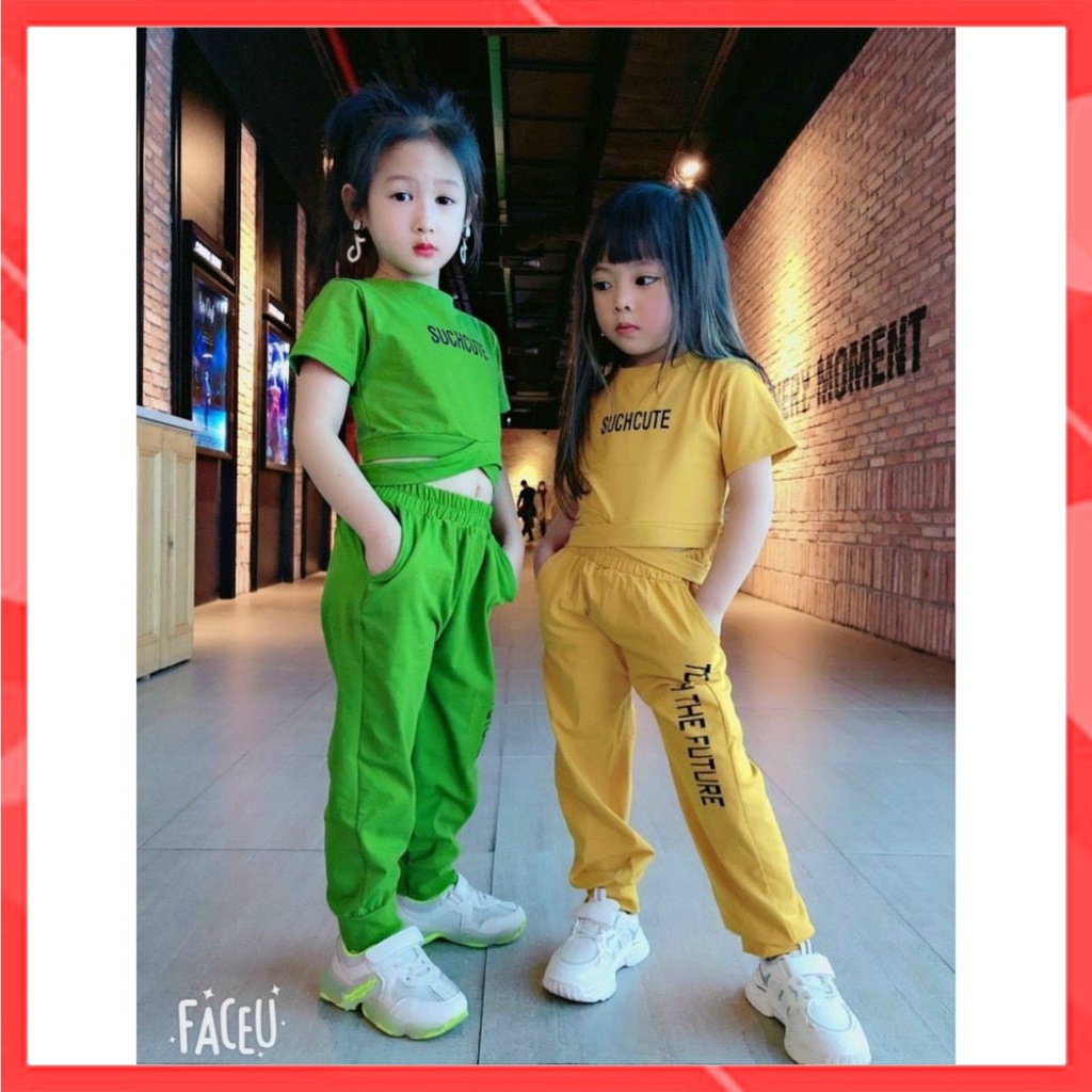 Bộ bé gái áo Croptop và Quần hiphop - Cotton 100% cao cấp - Thời trang Familylove   Hàng chuẩn thương hiệu