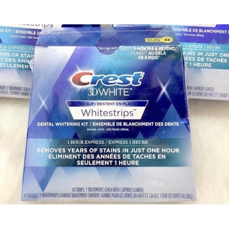 [Chính hãng] Miếng dán trắng răng Crest 3D White Whitestrips 1 Hour Express