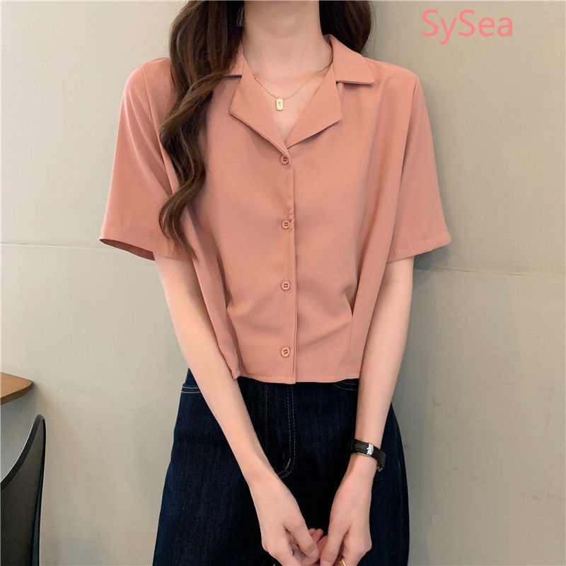 Áo Sơ Mi Cổ Chữ V Màu Sắc Đơn Giản Thanh Lịch Cho Nữ