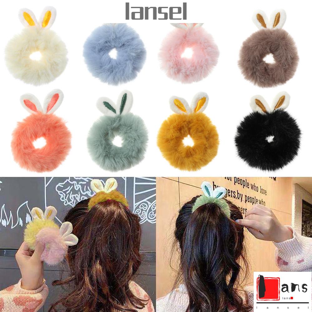 Dây buộc tóc lông thỏ co giãn thời trang xinh xắn dành cho nữ