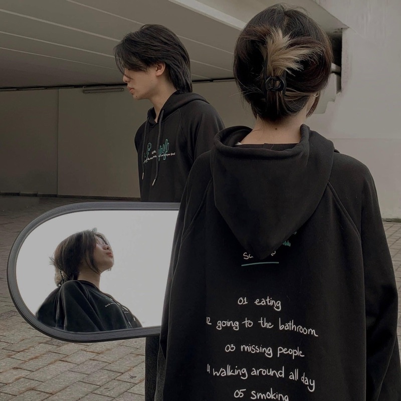 Áo Nỉ Mũ Hoodie Khủng Long Tay Bồng Dáng Rộng Ulzzang Unisex Chất Nỉ Bông Dày Dặn Anhribi