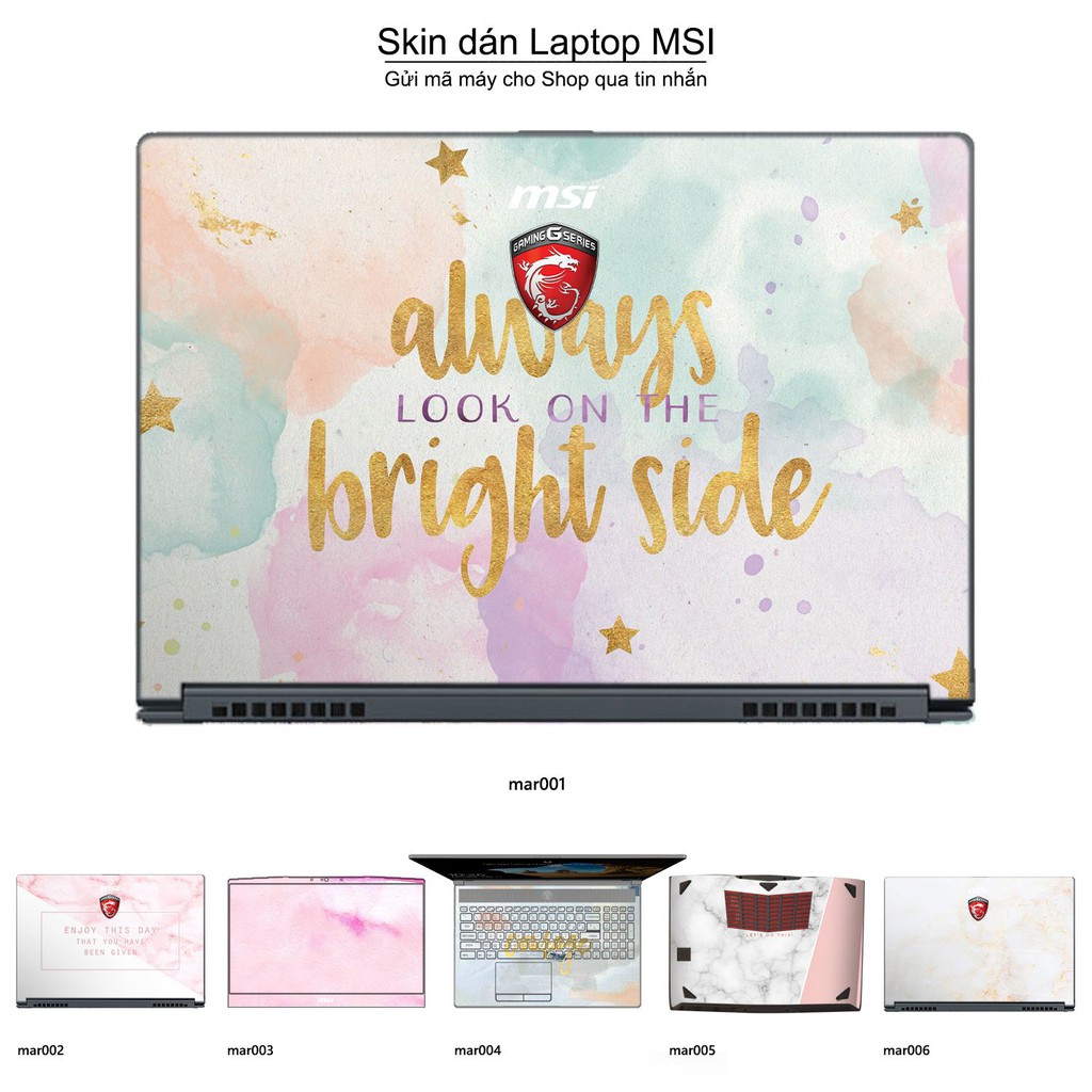 Skin dán Laptop MSI in hình vân Marble (inbox mã máy cho Shop)