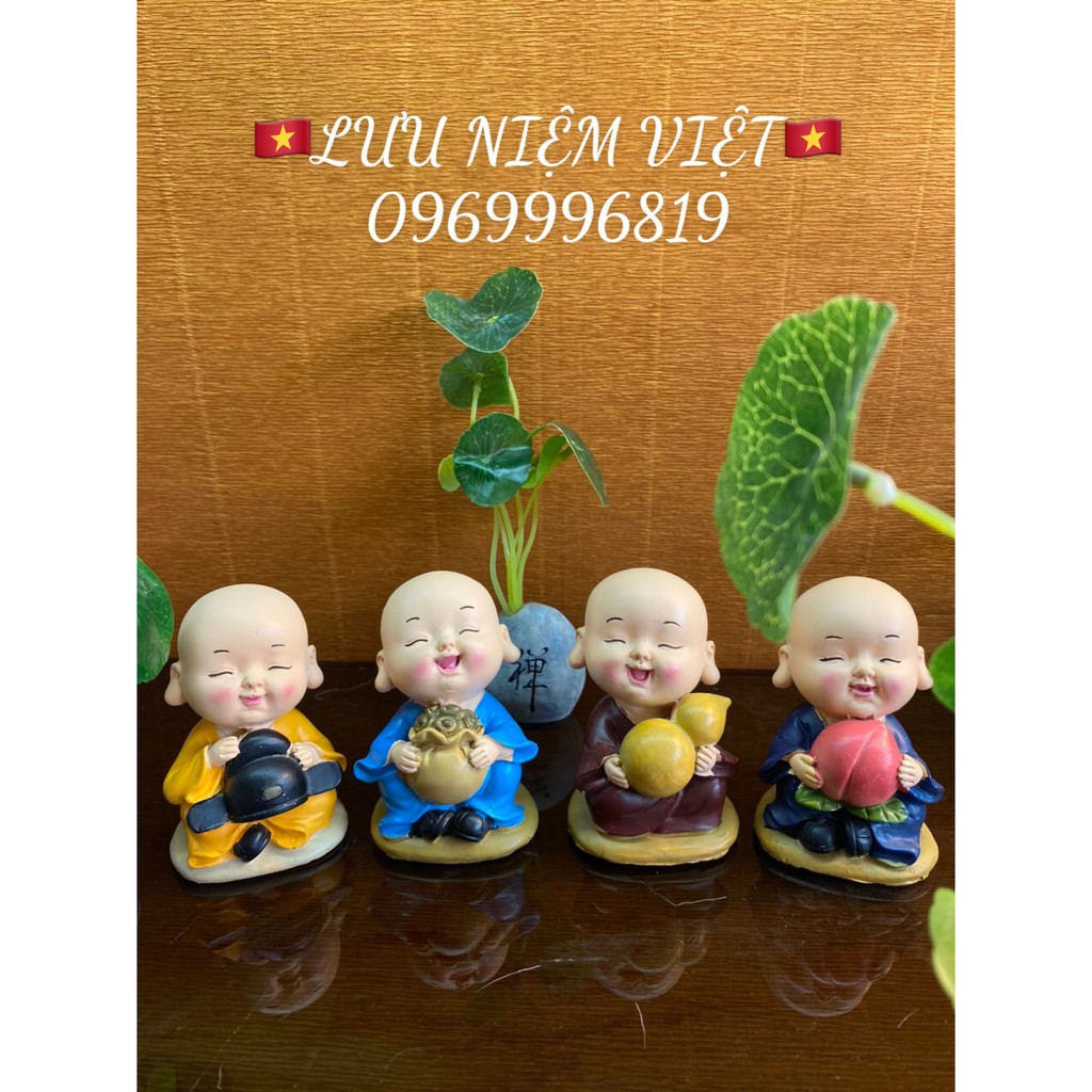 Bộ 4 tượng chú tiểu thanh tịnh vui vẻ