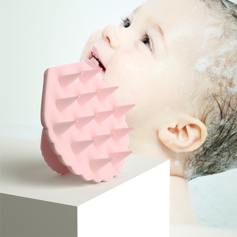 Lược gội đầu silicon màu hồng massage da đầu