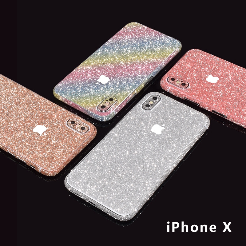 cho iPhone XS Max Bầu trời đầy sao Miếng dán phim màu mềm cho iPhone X XR XS Giấy bạc Glitter Bling Sequins màng