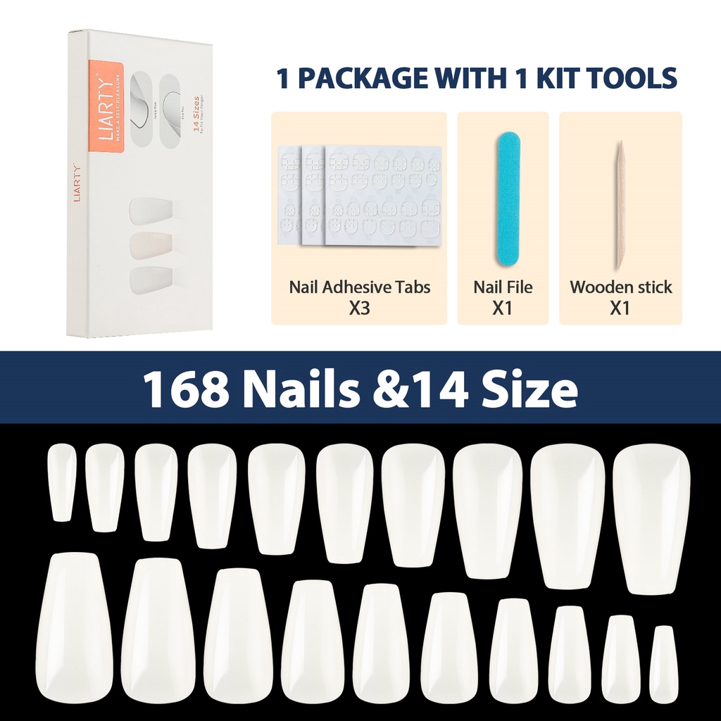 Hộp 168 Móng Tay Giả Thời Trang Tự Nhiên