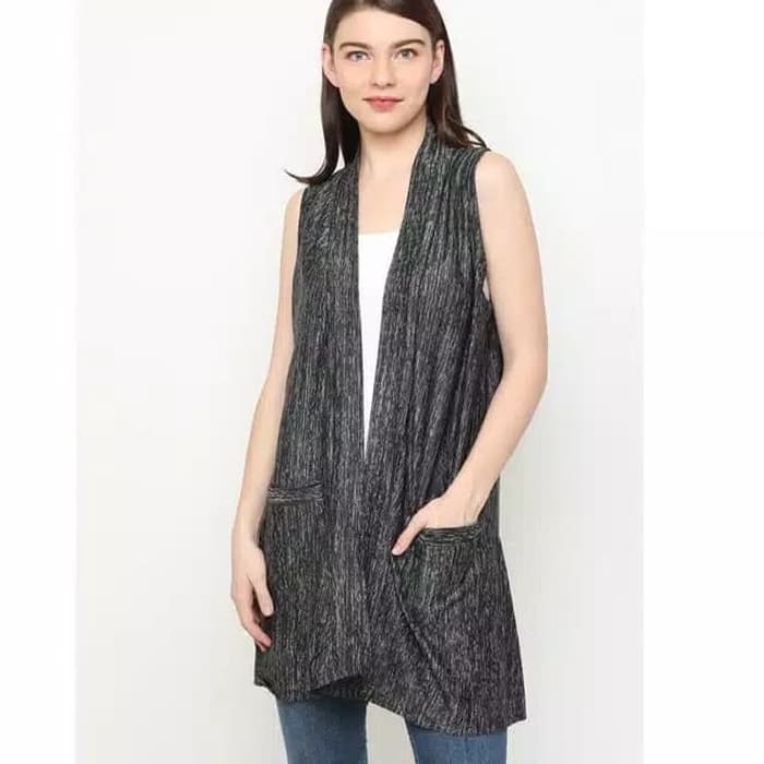Gancardi - Áo Khoác cardigan Không Tay Màu Xám Đậm Dành Cho Nữ