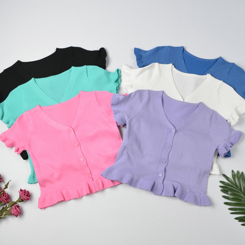 SUXI Áo Sơ Mi Ngắn Tay Cổ Chữ V Thời Trang Mùa Hè Hàn Quốc Dành Cho Nữ