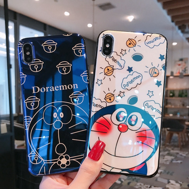 Doraemon Case Samsung Galaxy A8 A6 Plus J8 2018 A2 Core A10E J4+ J4 Core J6+ Plus J6 J4 J2 Pro A7 2018 S10e Cute Case Exquisite Blu-ray Cartoon Cat Case +Holder Stand + Lanyard Soft Cover