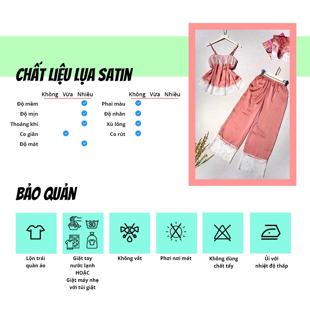 Bộ 2 dây mặc nhà SBORG bộ ngủ lụa áo 2 dây sexy dễ thương viền ren phối quần dài ống rộng thoải mái freesize dưới 60kg
