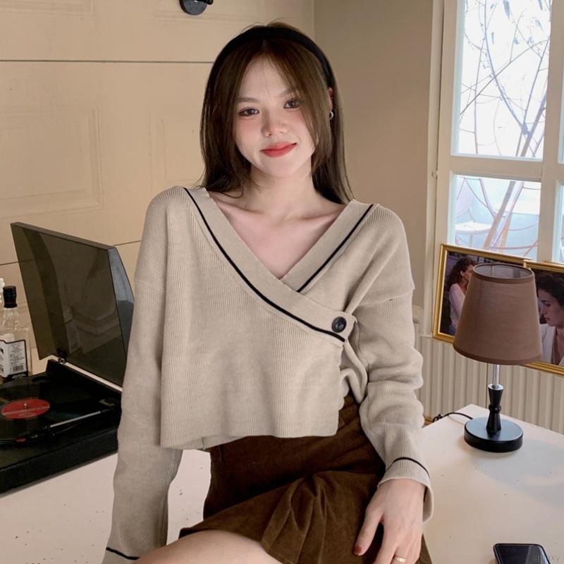 Áo len tay dài cổ V thời trang dành cho nữ