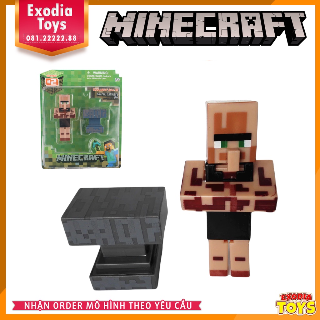 Mô hình đồ chơi Minecraft Steve, Iron Golem, Enderman, Villager, Zombie, Creeper - Đồ Chơi Lắp Ghép Sáng Tạo