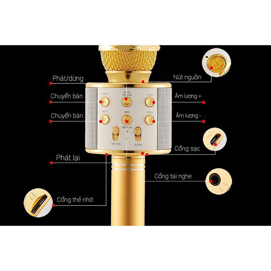 Mic Hát Bluetooth Karaoke  Không Dây WS858