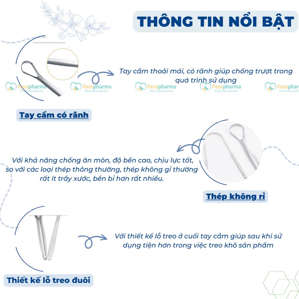 Cạo lưỡi cùng dụng cụ vệ sinh lưỡi bằng inox 304 chống rỉ sét an toàn giúp chống hôi miệng sạch lưỡi CNCL