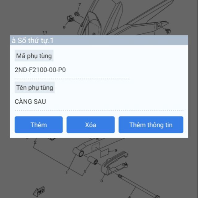 Gắp sau - cụm càng sau Exciter 150 đời 2015 - 2018 chính hãng Yamaha