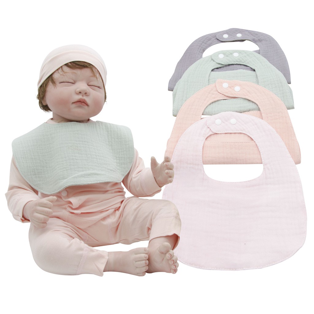 Set 2 Yếm Muslin giữ ấm cổ cho bé hình chữ U 100% cotton siêu mềm comfybaby