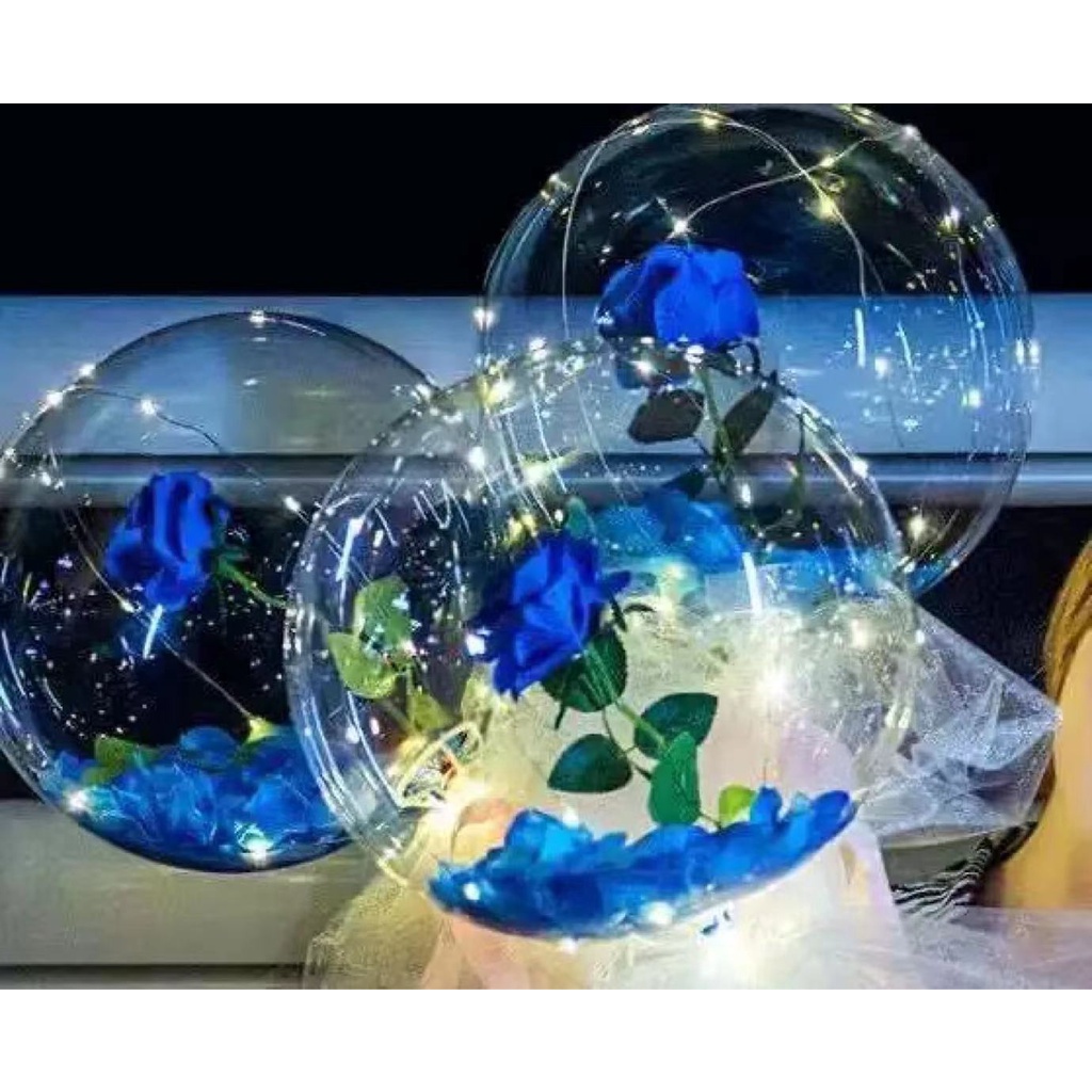 Bóng Bơm Hơi Hình Hoa Hồng Bobo Trong Suốt Trang Trí Tiệc Cưới/Sinh Nhật/Valentine