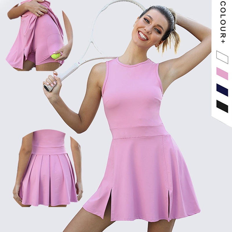 Váy tennis golf nhanh khô mới Váy thể thao khỏa thân có túi