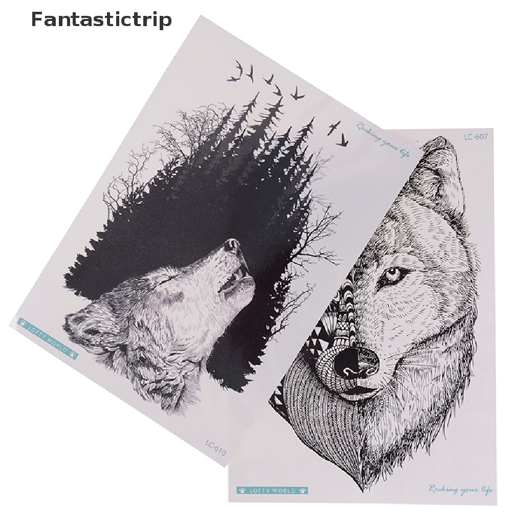 Hình Xăm Dán Trang Trí Cơ Thể Chống Thấm Nước Hình Sói Cá Tính