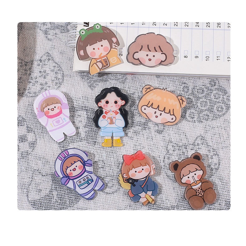 Huy Hiệu Cài Áo Nhựa Acrylic - Pin Cài BALO Hộp Bút, Sticker Trang Trí, Phụ Kiện Khuy Dễ Thương AMKO