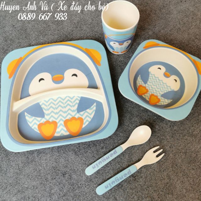 Set bát ăn dặm sợi tre 5 chi tiết
