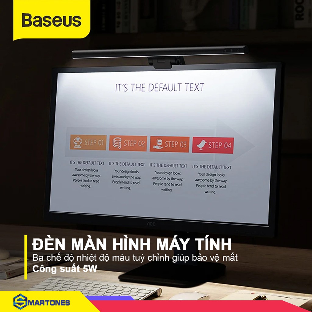 Đèn bàn treo màn hình máy tính Baseus 3 chế độ sáng,tăng giảm cường độ ánh sáng chống mỏi mắt và bảo vệ mắt