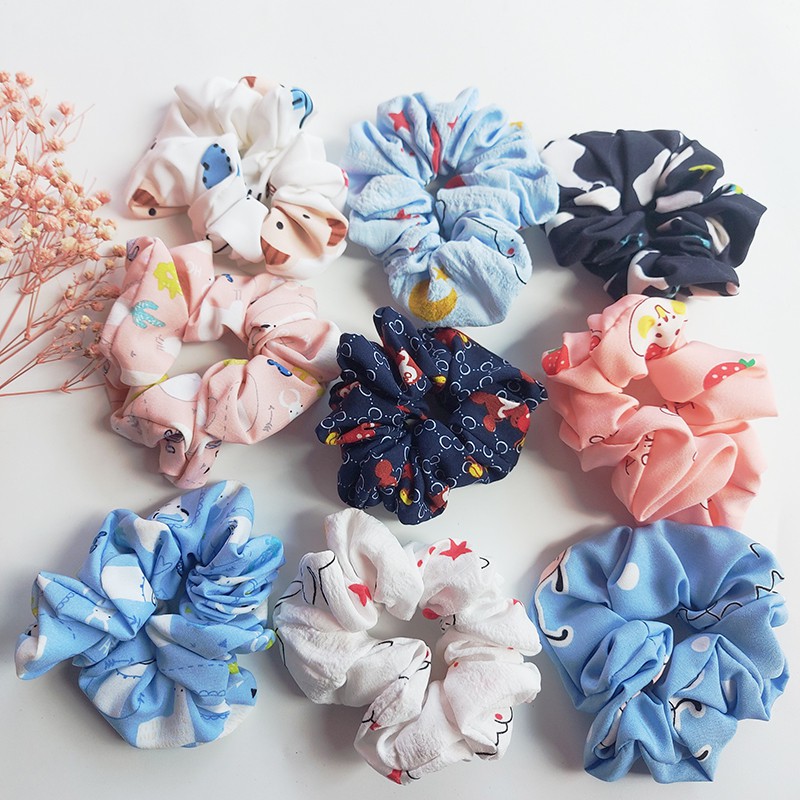 Combo 5 dây buộc tóc Scrunchies họa tiết dễ thương, scrunchies hoa nhí cute , tuichuompuha