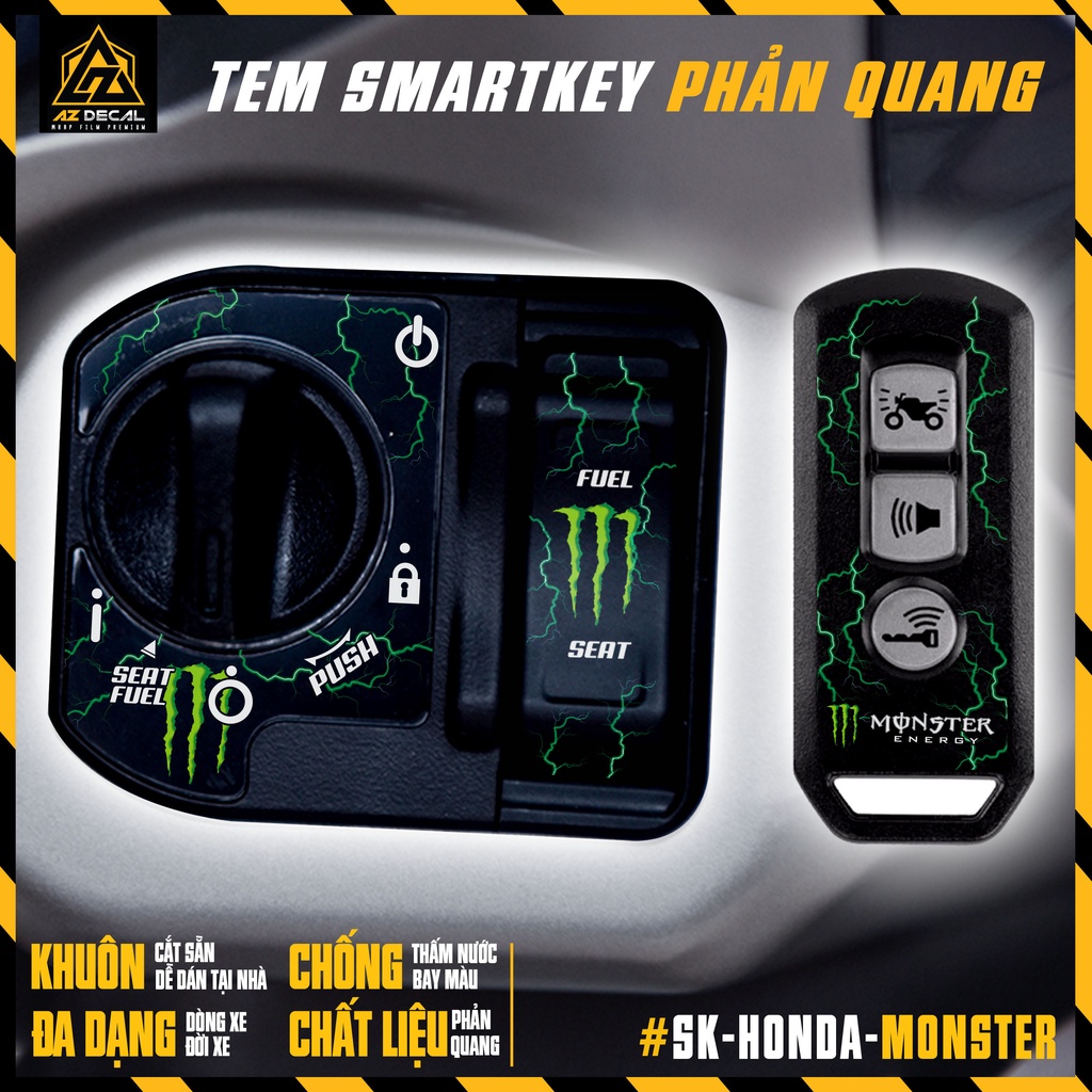 Decal Monster Dán Khóa Thông Minh | SK-HONDA-MONSTER | Tem Phản Quang Smartkey Xe SH, SH Mode, Airblade, Vario, Winner,.