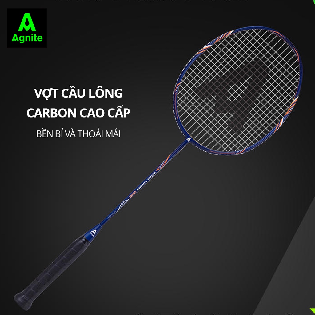 1 chiếc vợt cầu lông cao cấp Agnite chính hãng - khung carbon siêu bền, nhẹ, đẹp - tặng kèm túi đựng, căng sẵn dây