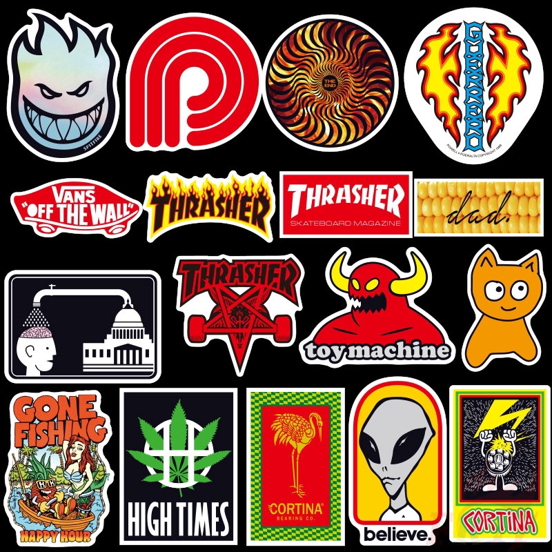 100Pcs/Set ❉ Skateboard Brand Series A - Fashion Brand Logo Classical Stickers ❉ JDM DIY Mixed Doodle Decals Stickers