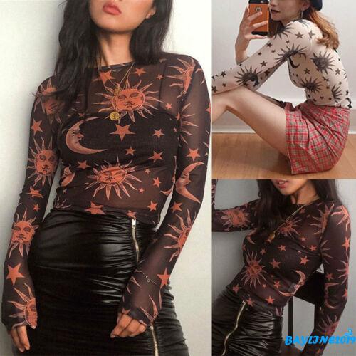 Áo lưới tay dài cổ tròn thời trang cho nữ