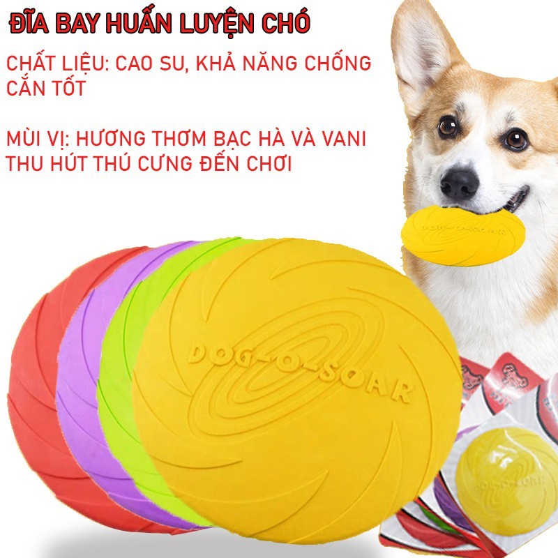 Đĩa bay huấn luyện chó YEUPET chất liệu cao su cao cấp chống cắn hương thơm bạc hà vani