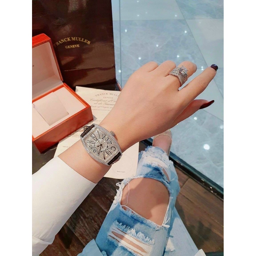 Đồng hồ FR mặt bầu viền đá, bảo hành 12 tháng