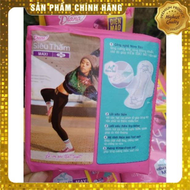 Băng vệ sinh Diana Maxi dày 8 miếng có cánh/ không cánh