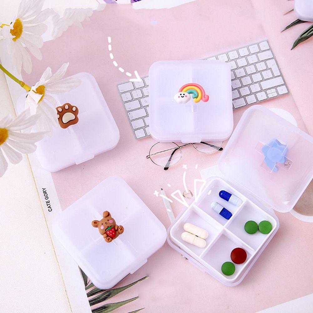 AUGUSTINA 1 Hộp Đựng Thuốc 4 Ngăn Mini Dễ Thương