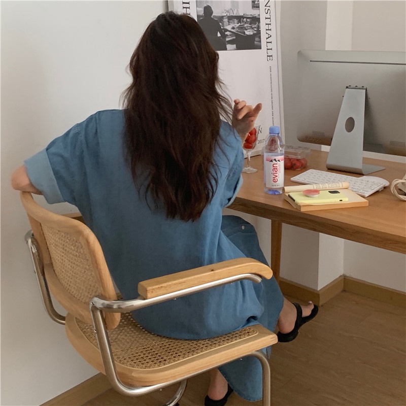 Đầm SUXI tay ngắn thiết kế đơn giản phong cách Hàn Quốc thời trang dành cho nữ