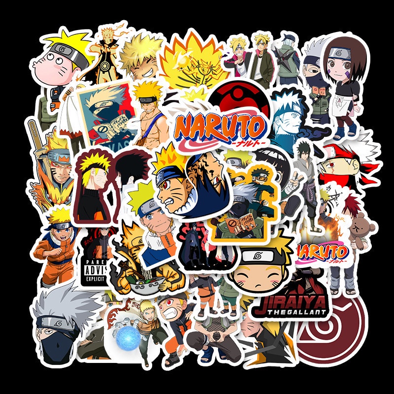 Set 50 miếng dán trang trí chống thấm nước hình anime Naruto
