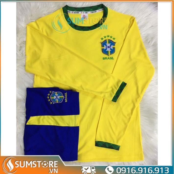 Bộ quần áo bóng đá Tuyển Brazil Dài Tay - Đồ đá banh 2020  ྃ